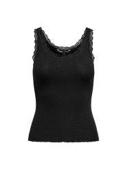 ONLY Top Sara 15345994 Czarny Slim Fit. Czarne topy ONLY, xl, bez wzorów, z bawełny, bez kołnierzyka, bez ramiączek. Za 59.99 zł.