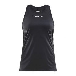 Tank top Craft rush singlet. Czarne topy Craft, bez wzorów, z poliesteru, sportowe, bez kołnierzyka, bez ramiączek. Za 175.00 zł.