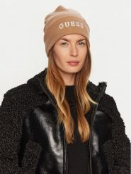 Guess Czapka AW5189 POL01 Beżowy. Brązowe czapki zimowe Guess, z aplikacjami, z materiału. Za 169.99 zł.