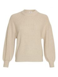 MOSS COPENHAGEN Sweter w kolorze beżowym rozmiar: L/XL. Brązowe swetry Moss Copenhagen, l, bez wzorów, z wiskozy, klasyczne, bez ramiączek. Za 176.50 zł.