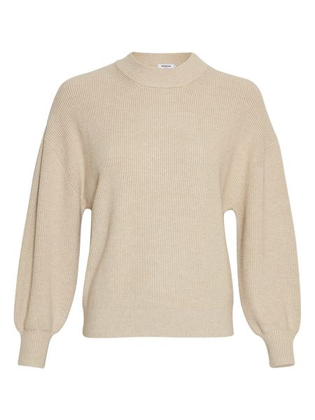 MOSS COPENHAGEN Sweter w kolorze beżowym rozmiar: L/XL. Brązowe swetry Moss Copenhagen, l, bez wzorów, z wiskozy, klasyczne, bez ramiączek. Za 158.47 zł.