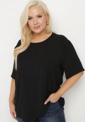 Czarna Klasyczna Bluzka z Krótkim Rękawem Nilbia. Czarne bluzki Born2be, plus size, bez wzorów, z jeansu, biznesowe, bez kołnierzyka, plus size, bez ramiączek. W wyprzedaży za 38.24 zł.