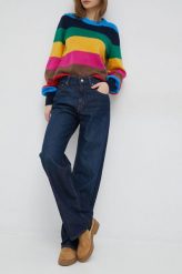 Lauren Ralph Lauren jeansy damskie high waist. Niebieskie jeansy Lauren Ralph Lauren, bez wzorów, z jeansu, z podwyższonym stanem. Za 789.99 zł.