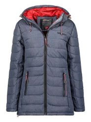 Geographical Norway Płaszcz pikowany "Astana" w kolorze niebieskim rozmiar: S. Niebieskie płaszcze Geographical Norway, s, z aplikacjami, bez kaptura. Za 167.28 zł.
