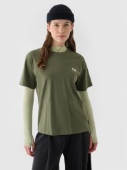 4F T-shirt regular z nadrukiem damski - khaki XL. Brązowe t-shirty 4f, xl, bez wzorów, z bawełny, klasyczne, bez kołnierzyka, bez ramiączek. W wyprzedaży za 29.99 zł.