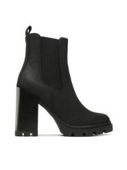 ONLY Botki 15304858 Czarny. Czarne botki ONLY, bez wzorów, ze skóry, bez obcasa, na słupku, bez zapięcia. Za 169.99 zł.