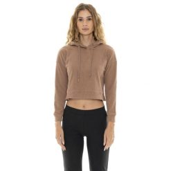 Bluza miękki z kaptur na co dzień na siłownię. Brązowe bluzy LEONE 1947 APPAREL, bez wzorów, z bawełny, bez kaptura, na fitness i siłownię. W wyprzedaży za 151.56 zł.