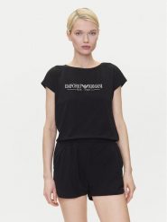 Emporio Armani Underwear Piżama EW000495 AF10881 UC001 Czarny Regular Fit. Czarne piżamy Emporio Armani Underwear, s, bez wzorów, z bawełny, bez kołnierzyka, bez ramiączek. Za 429.99 zł.