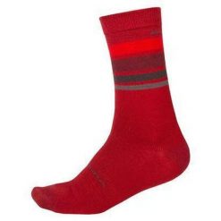 Skarpety Endura BaaBaa Merino Stripe. Czerwone skarpetki ENDURA, bez wzorów. Za 59.99 zł.