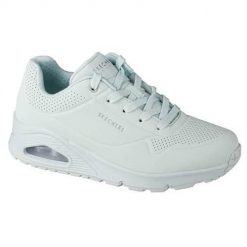 Buty do chodzenia damskie Skechers Uno Frosty Kicks. Białe buty treningowe Skechers, bez wzorów, z materiału, przed kostkę, bez zapięcia, trekkingowe. Za 365.00 zł.