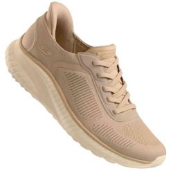 Buty sportowe damskie Skechers Bobs Squad Chaos SLIP-INS. Brązowe buty treningowe Skechers, bez wzorów, bez zapięcia. Za 339.00 zł.