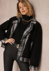 Czarna Kurtka Oversize z Futerka Baranek Lesova. Czarne kurtki Renee, m, bez wzorów, eleganckie, bez kaptura. W wyprzedaży za 213.49 zł.