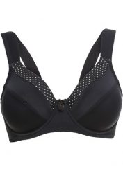 Biustonosz minimizer na fiszbinach. Czarne biustonosze bonprix, z aplikacjami. Za 74.99 zł.