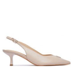 Sandały Guess. Brązowe sandały Guess, z aplikacjami, bez obcasa, na szpilce, bez zapięcia. Za 584.99 zł.