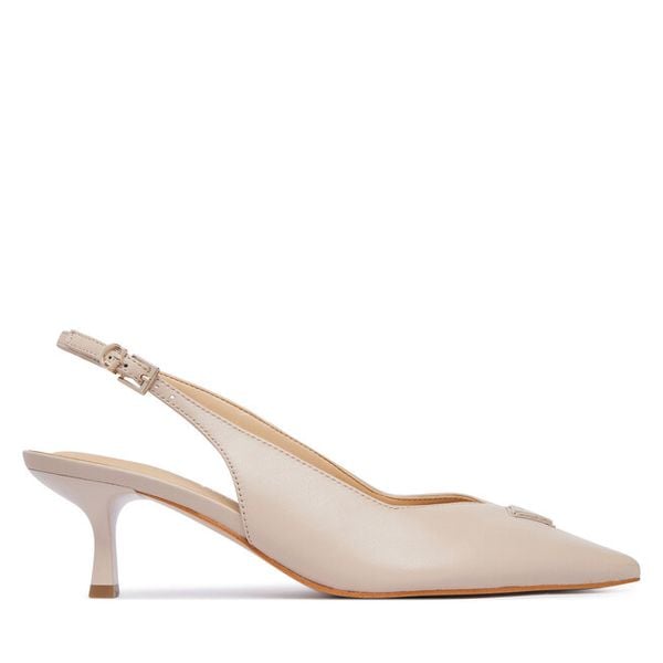 Sandały Guess. Brązowe sandały Guess, z aplikacjami, bez obcasa, na szpilce, bez zapięcia. Za 584.99 zł.