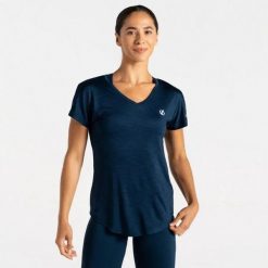Koszulka sportowa z krótkim rękawem damska Vigilant. Niebieskie t-shirty sportowe Dare 2b, bez wzorów, z elastanu, bez ramiączek, do biegania. Za 120.50 zł.