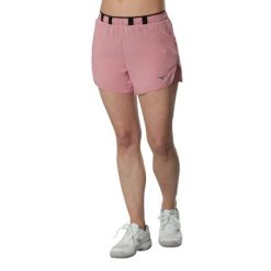Szorty damskie Mizuno Tech Light Split. Czerwone szorty sportowe Mizuno, bez wzorów, z materiału, do biegania. Za 286.40 zł.