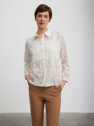 BGN Bluzka w kolorze kremowym rozmiar: 38. Brązowe bluzki BGN, bez wzorów, z bawełny, bez kołnierzyka, bez ramiączek. Za 65.23 zł.