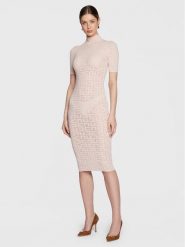 Elisabetta Franchi Sukienka dzianinowa AM-75B-31E2-V320 Różowy Slim Fit. Czerwone sukienki Elisabetta Franchi, bez wzorów, z dzianiny, bez kołnierzyka, bez ramiączek. Za 2,269.00 zł.