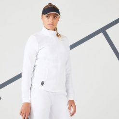Kurtka tenisowa damska Artengo Soft Dry 900. Białe kurtki KUIKMA, m, bez wzorów, z elastanu, sportowe, bez kaptura. W wyprzedaży za 89.99 zł.