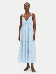 YAS Sukienka letnia Anina 26038014 Błękitny Regular Fit. Niebieskie sukienki YAS, bez wzorów, z bawełny, bez kołnierzyka, bez ramiączek. Za 259.99 zł.