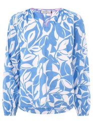 Zwillingsherz Bluzka "Leaves" w kolorze niebiesko-białym rozmiar: S/M. Białe bluzki Zwillingsherz, m, bez wzorów, z wiskozy, bez kołnierzyka, bez ramiączek. Za 126.15 zł.