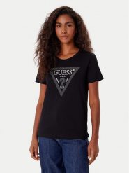 Guess T-Shirt W5BI18 I3Z14 Czarny Regular Fit. Czarne t-shirty Guess, s, z aplikacjami, z bawełny, bez kołnierzyka, bez ramiączek. Za 139.99 zł.