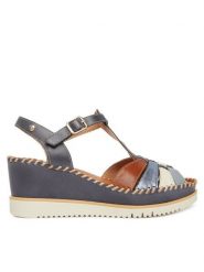 Pikolinos Sandały Aguadulce W3Z-1836C1 Niebieski. Niebieskie sandały Pikolinos, bez wzorów, ze skóry, bez obcasa, na koturnie, bez zapięcia. Za 599.99 zł.