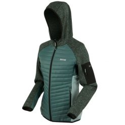 Kurtka damska hybrydowa Newhill. Zielone kurtki Regatta, bez wzorów, z dzianiny, bez kaptura. Za 129.99 zł.