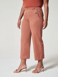 Spanx Spodnie w kolorze szaroróżowym rozmiar: XS. Różowe spodnie materiałowe Spanx, bez wzorów, z materiału, z podwyższonym stanem. Za 110.81 zł.