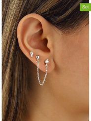 Miu Silver Srebrne kolczyki-wkrętki (2 szt.) z cyrkoniami rozmiar: onesize. Szare kolczyki Miu Silver, z cyrkonią, srebrne. Za 86.99 zł.