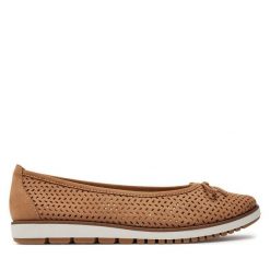 Baleriny Tamaris. Brązowe baleriny Tamaris, bez wzorów, bez obcasa, bez zapięcia. Za 339.99 zł.