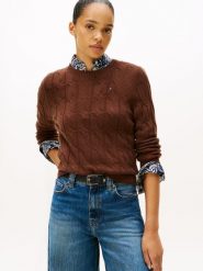 Tommy Hilfiger Sweter z dzianiny Kobiety Wełna brązowy, S. Brązowe swetry Tommy Hilfiger, s, bez wzorów, z dzianiny, eleganckie, bez ramiączek. Za 649.95 zł.