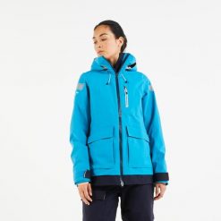 Kurtka żeglarska damska Tribord Sailing 500. Niebieskie kurtki TRIBORD, l, bez wzorów, z materiału, klasyczne, z kapturem. Za 319.99 zł.