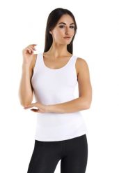 Koszulka bawełniana na ramiączkach Teyli Claudia. Białe t-shirty sportowe Teyli, m, bez wzorów, z bawełny, bez ramiączek, na fitness i siłownię. Za 69.99 zł.