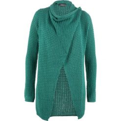Sweter rozpinany w strukturalny wzór bonprix dymny szmaragdowy. Swetry marki bonprix. Za 44.99 zł.