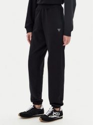 Guess Spodnie dresowe V5YB17 KCRP0 Czarny Regular Fit. Czarne spodnie dresowe Guess, z aplikacjami, z bawełny. Za 329.99 zł.