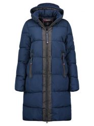 Geographical Norway Płaszcz zimowy "Bluma" w kolorze granatowym rozmiar: S. Niebieskie płaszcze Geographical Norway, na zimę, s, bez wzorów, z puchu, bez kaptura. Za 321.39 zł.