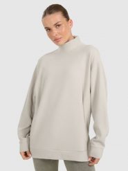 4F Bluza dresowa do jogi i pilatesu damska - beżowa S. Brązowe bluzy 4f, l, bez wzorów, z bawełny, bez ramiączek, bez kaptura. W wyprzedaży za 169.99 zł.