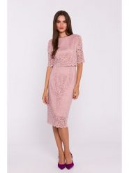 Stylove Sukienka w kolorze jasnoróżowym rozmiar: M. Różowe sukienki Stylove, na co dzień, m, bez wzorów, z koronki, bez kołnierzyka, bez ramiączek, midi, proste. Za 232.78 zł.