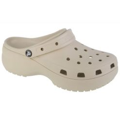 Klapki Crocs Classic Platform Clog 206750-2Y2 beżowy. Brązowe klapki bez wzorów, casualowe, bez obcasa, bez zapięcia. Za 353.55 zł.