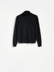 Wełniany golf - czarny. Czarne swetry Reserved, l, bez wzorów, z wełny, bez ramiączek. Za 159.99 zł.