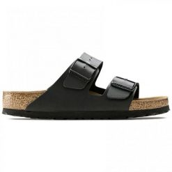 Klapki Birkenstock Arizona Nero Dorosłych. Brązowe klapki Birkenstock, bez wzorów, ze skóry, eleganckie, bez obcasa, bez zapięcia. Za 380.66 zł.