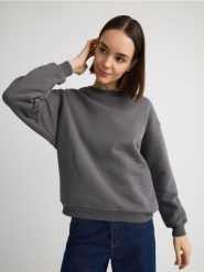 Bawełniana bluza - ciemnoszary. Szare bluzy Reserved, l, bez wzorów, z bawełny, bez ramiączek, bez kaptura. W wyprzedaży za 89.99 zł.