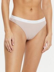 Tommy Hilfiger Stringi UW0UW05539 Beżowy. Brązowe stringi Tommy Hilfiger, bez wzorów, z syntetyku. Za 59.99 zł.