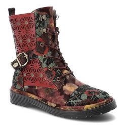 Botki damskie Laura Vita, skórzane bogato zdobione na płaskim obcasie z okrągłym noskiem i na zamek, czerwone, SL1127-36. Czerwone botki LAURA VITA, z aplikacjami, boho, z okrągłym noskiem, przed kolano, bez obcasa, na płaskiej podeszwie, bez zapięcia. Za 389.00 zł.