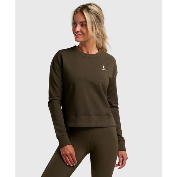Bluza sportowa damska ekologiczna. Zielone bluzy bez kaptura NORDICDOTS, xs, bez wzorów, z bawełny, bez kaptura, na fitness i siłownię. W wyprzedaży za 165.00 zł.