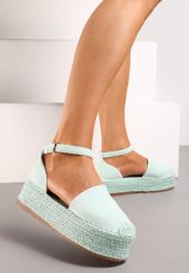 Jasnozielone Espadryle na Plecionej Platformie ze Sprzączką Gramiza. Zielone espadryle Born2be, bez wzorów, bez obcasa, na koturnie. Za 109.99 zł.