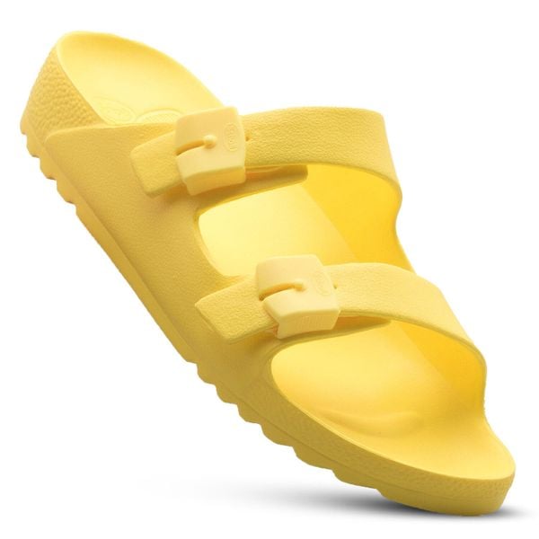 Klapki damskie sportowe SCHOLL BAHIA na basen. Żółte klapki Scholl, bez wzorów, sportowe, bez obcasa, bez zapięcia. Za 119.99 zł.