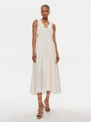 Pinko Sukienka codzienna Nemesi Abito 103562 A1WU Écru Regular Fit. Sukienki Pinko, na co dzień, bez wzorów, z wiskozy, bez kołnierzyka, bez ramiączek, proste. Za 549.99 zł.